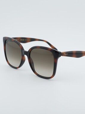 Salvatore Ferragamo SF1072S 240 Sunglasses Havana Square Frame, Brown Lenses